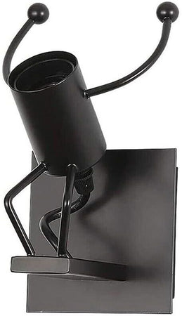 Applique Da Parete A Forma Di Omino Lampada Decorativa In Metallo Nero E27 Universo