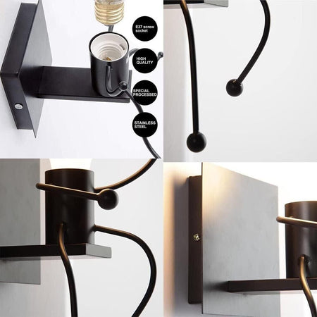 Applique Da Parete A Forma Di Omino Lampada In Metallo Nero E27 Universo