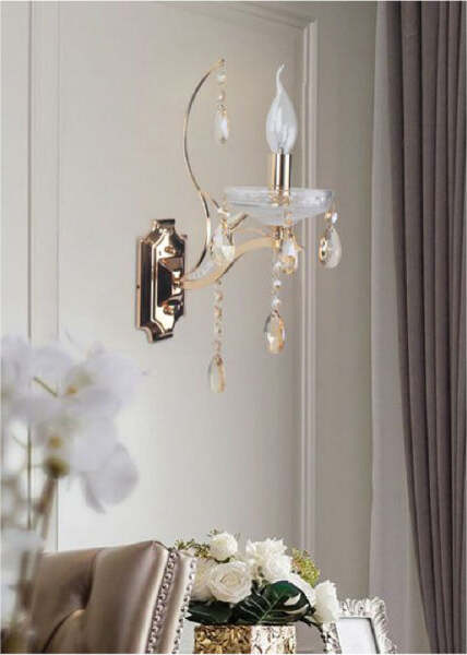 Applique-Da-Parete-Classica-1-Braccio-Attacco-E14-Cristalli-Pendenti-Gocce-E68-1