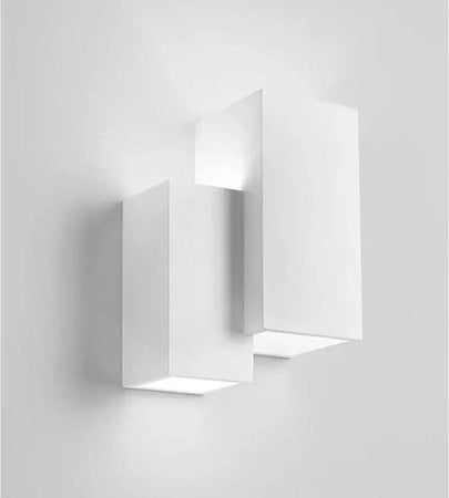 Applique Da Parete Cubo In Gesso Verniciabile Lampada Doppia Luce G9 Universo