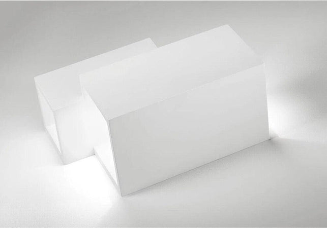 Applique Da Parete Cubo In Gesso Verniciabile Lampada Doppia Luce G9 Universo