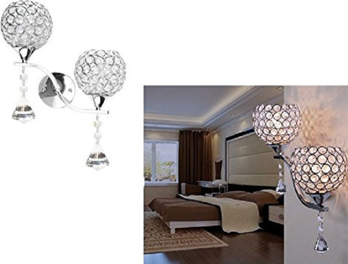 Applique Da Parete Doppia Lampada Tondo Aperto Cristalli Luce Led Lampadario Design Illuminazione/Illuminazione per interni/Illuminazioni per pareti/Applique Trade Shop italia - Napoli, Commerciovirtuoso.it