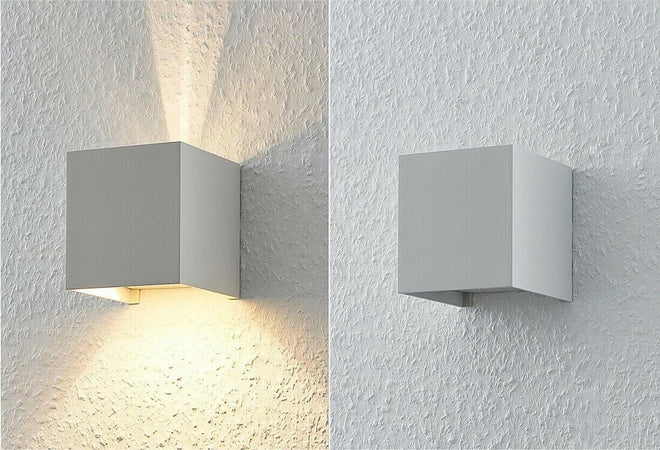 Applique Da Parete Esterno Faretto Led Luce Naturale 4000k 12 W Ip65 Es46 Grigio Universo