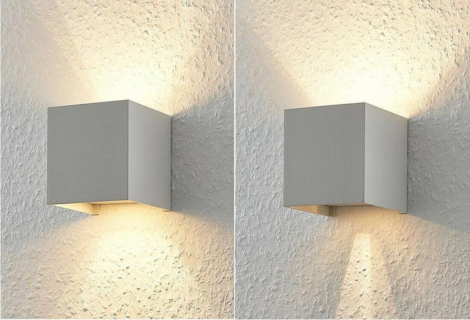 Applique Da Parete Esterno Faretto Led Luce Naturale 4000k 12 W Ip65 Es46 Grigio Universo
