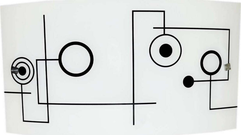 Applique Da Parete in Vetro Bianco Satinato Con Disegno Geometrico Nero Novecento Modello Megan Illuminazione/Illuminazione per interni/Illuminazioni per pareti/Applique Ideart - Valdilana, Commerciovirtuoso.it