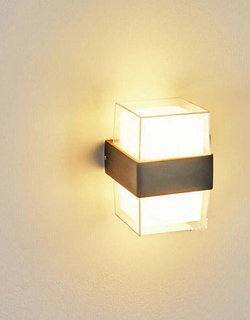 Applique-da-Parete-LED-12-Watt-220V-Lampada-NERA-3-colori-luce-DA-ESTERNO-IP65