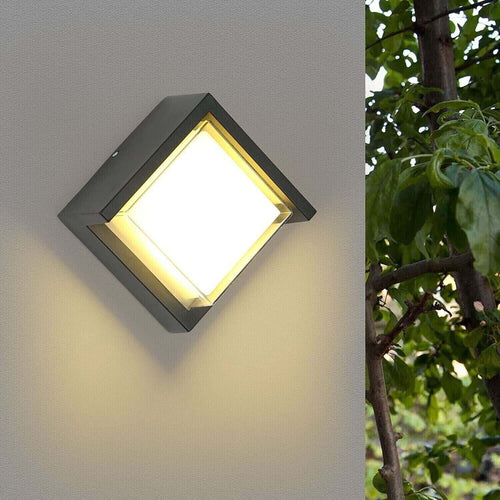 Applique-da-Parete-LED-12W-Lampada-220V-Quadrata-NERA-LUCE-Naturale-4000K-IP65