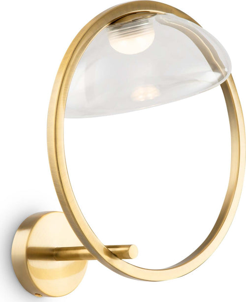 Applique-Da-Parete-Moderno-Lunare-Metallo-Ottone-Vetro-Luce-Led-5W