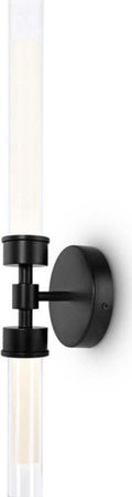 Applique-Da-Parete-Moderno-Stelo-Metallo-Nero-Vetro-2-Luci-Led-7W