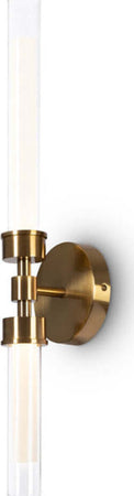Applique-Da-Parete-Moderno-Stelo-Metallo-Ottone-Vetro-2-Luci-Led-7W