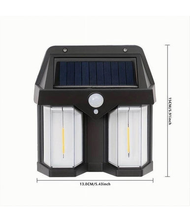 Applique Doppia Lanterna Solare Led Tungsteno Sensore Movimento Ip65 Da Esterno
