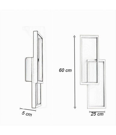 Applique Doppio Rettangolo 32 W Da Parete Abat Jour 3 Temperature Luce Aq25-b3c