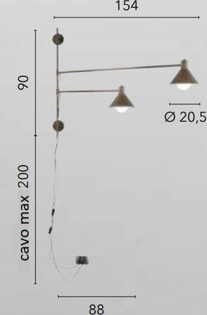 Applique-Duetto-Nero-2Xe27-154X90X20,5Cm