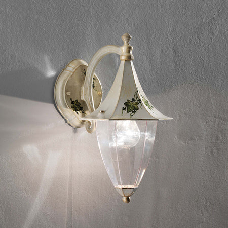 Applique-Esterno-Classica-Arezzo-Ferro-E-Ceramica-Bianco-Sfumato-Oro-1-Luce-E27