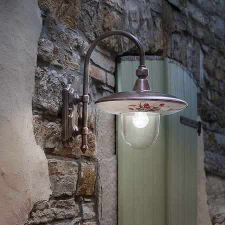 Applique-Esterno-Classica-Latina-Metallo-Ceramica-Nero-Sfumato-Rame-1-Luce-E27