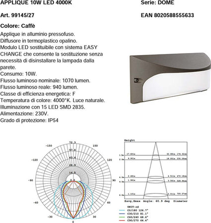 Applique-esterno-classico-Sovil-DOME-99145-27-LED-alluminio-lampada-parete