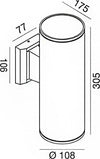 Applique-esterno-Gea-Led-AMON-RB-GES1008-IP65-E27-LED-lampada-parete-classica-biemissione
