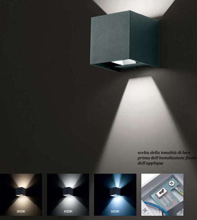 Applique-esterno-Gea-Led-ZORA-LED-IP65-GES1022-5W-fascio-regolabile-lampada-parete-biemissione-classica