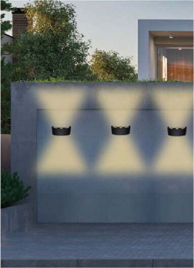 Applique-Esterno-Led-16-W-Crown-Ip65-Up-&-Down-Nero-Luce-Calda-Fredda-Natural