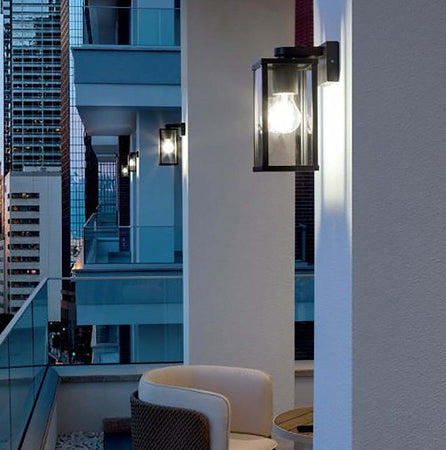 Applique-esterno-moderna-Sovil-AUREA-177-06-NERO-E27-LED-alluminio-vetro-lampada-parete