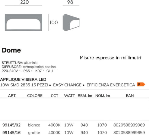 Applique-esterno-moderno-Sovil-DOME-99145-LED-alluminio-lampada-parete