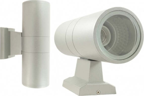 Applique-Faretto-Plafoniera-Doppio-Faretto-Fascio-Tondo-Grigio-Tubo-Alluminio