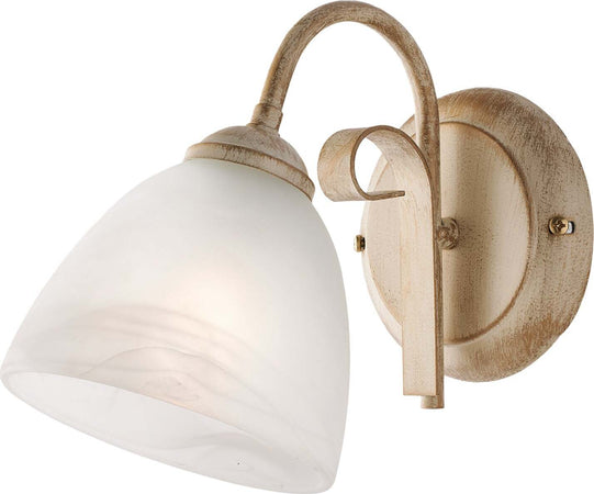 Applique-Forgiato-1-Luce-Ferro-Avorio-E-Oro-Vetro-Bianco
