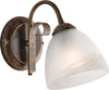 Applique-Forgiato-1-Luce-Ferro-Marrone-E-Oro-Vetro-Bianco