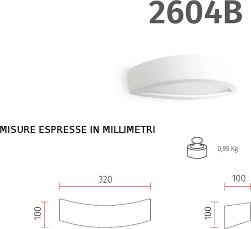 Applique-gesso-Belfiore-9010-RIETE-2604B-52-G9-LED-lampada-parete