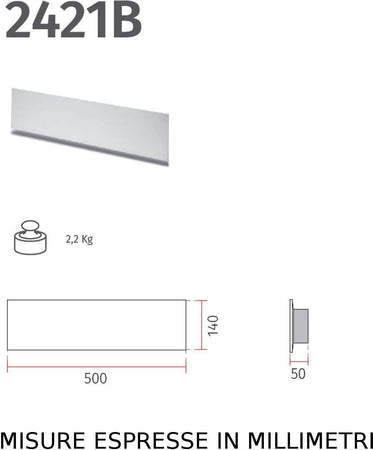 Applique-gesso-kit-emergenza-Belfiore-9010-2421B+099.142-LED-50CM-lampada-parete-verniciabile-biemissione