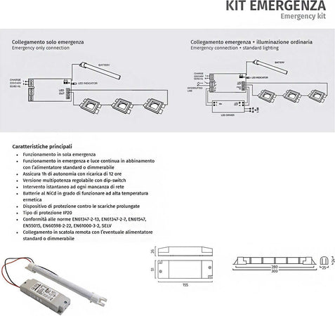 Applique-gesso-kit-emergenza-Belfiore-9010-BAIZE-BIG-2422B.3045-LED-lampada-parete