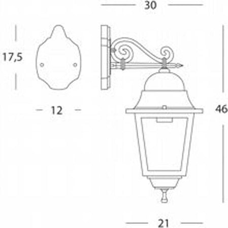 Applique-Grande-In-Basso-Da-Esterno-Quadrata-Alluminio-E-Vetro-Nero-1-Luce-E27