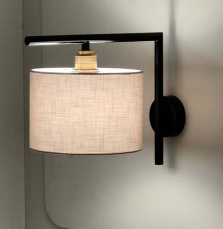 Applique-Illuminando-CILINDRO-20+AP1-90-PUB-NR-E27-LED-metallo-tessuto-lampada-parete-classica-moderna