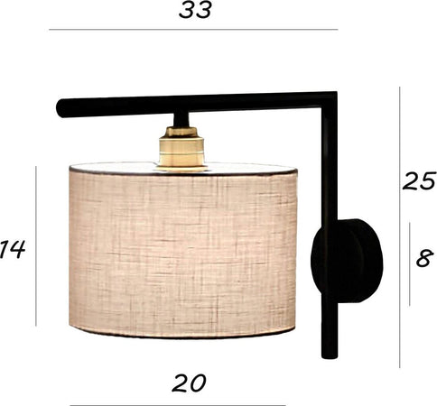 Applique-Illuminando-CILINDRO-20+AP1-90-PUB-NR-E27-LED-metallo-tessuto-lampada-parete-classica-moderna
