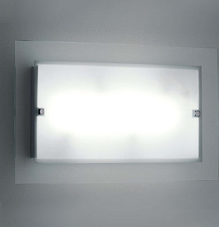 Applique-Illuminando-FLAT-AP-30x50-E27-LED-lampada-parete-vetro-satinato-trasparente-rettangolare-moderna-interno