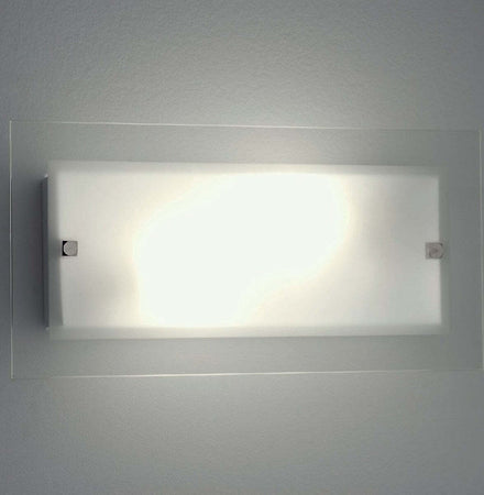 Applique-Illuminando-FLAT-AP-G-40x20-E27-LED-lampada-parete-vetro-satinato-trasparente-rettangolare-moderna-interno