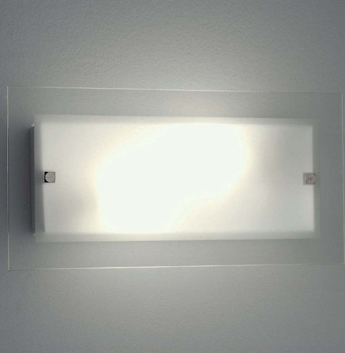 Applique-Illuminando-FLAT-AP-G-40x20-E27-LED-lampada-parete-vetro-satinato-trasparente-rettangolare-moderna-interno