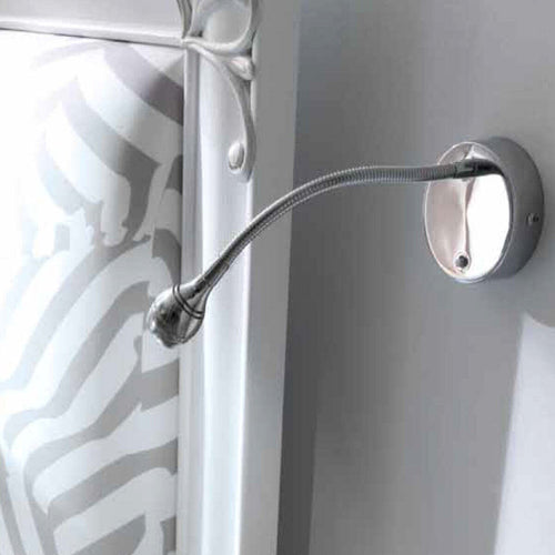 Applique-Illuminando-ZIP-2W-LED-2700K-lampada-parete-orientabile-flessibile-metallo-cromo-lucido-moderno-interno