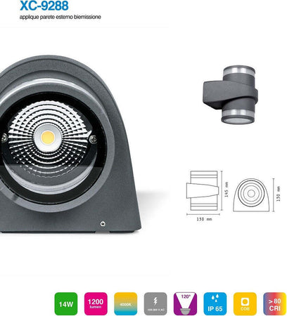 Applique In Alluminio 2x7w Con Doppia Emissione Corpo Grigio Luce 4000k Xc-9288 Articoli da Giardino > Illuminazione da esterno > Applique da esterno Trade Shop italia - Napoli, Commerciovirtuoso.it