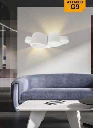 Applique-In-Gesso-Parete-Bianco-Moderna-Luce-Up&down-G9-Cilindri-Sfalsati-Gs-e77