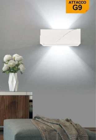 Applique-In-Gesso-Rettangolare-Intaglio-Doppia-Luce-Led-Attacco-G9-Parete-Gs-e78