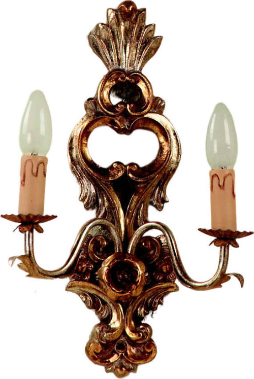 Applique-In-Legno-Classico-Argento-Mecca-2-Luci-Falco