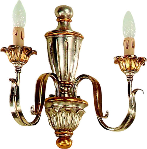 Applique-In-Legno-Classico-Argento-Mecca-2-Luci-Pernice