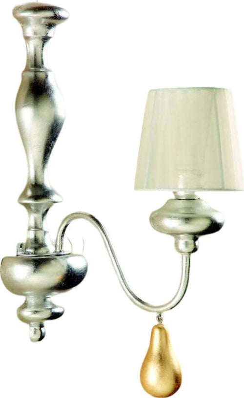 Applique-In-Legno-Classico-Argento-Mecca-Con-Paralume-1-Luce-Albanella