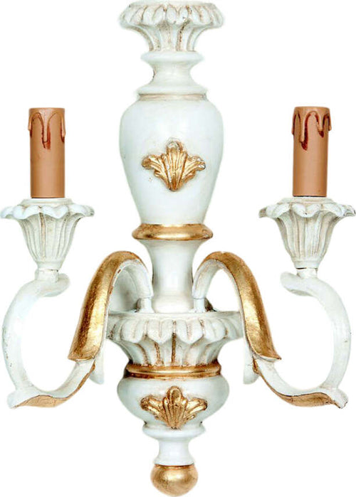 Applique-In-Legno-Classico-Avorio-Oro-2-Luci-Picchio
