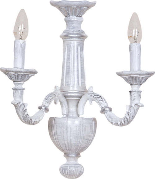 Applique-In-Legno-Classico-Bianco-Argento-Grigio-Sfumato-2-Luci-Sternidi