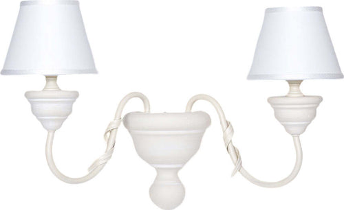 Applique-In-Legno-Classico-Crema-Sbiancato-Con-Paralume-2-Luci-Smergo