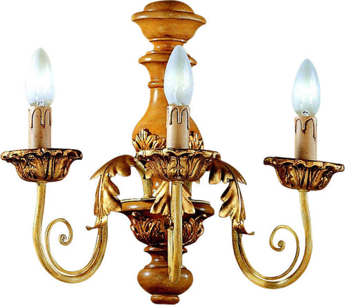 Applique-In-Legno-Classico-Giallo-Senape-Oro-Verde-Avorio-3-Luci-Gabbiano