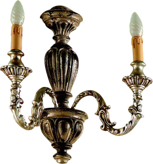 Applique-In-Legno-Classico-Marrone-Argento-Etrusco-2-Luci-Piccione