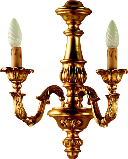 Applique-In-Legno-Classico-Oro-2-Luci-Cavaliere